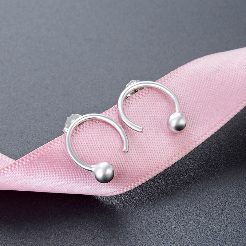 925 Sterling Silver Geometric Stud Earrings - Electroplated Korean Style Minimalist Earrings with Plastic Stoppers