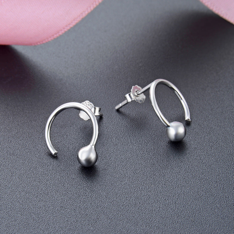 925 Sterling Silver Geometric Stud Earrings - Electroplated Korean Style Minimalist Earrings with Plastic Stoppers