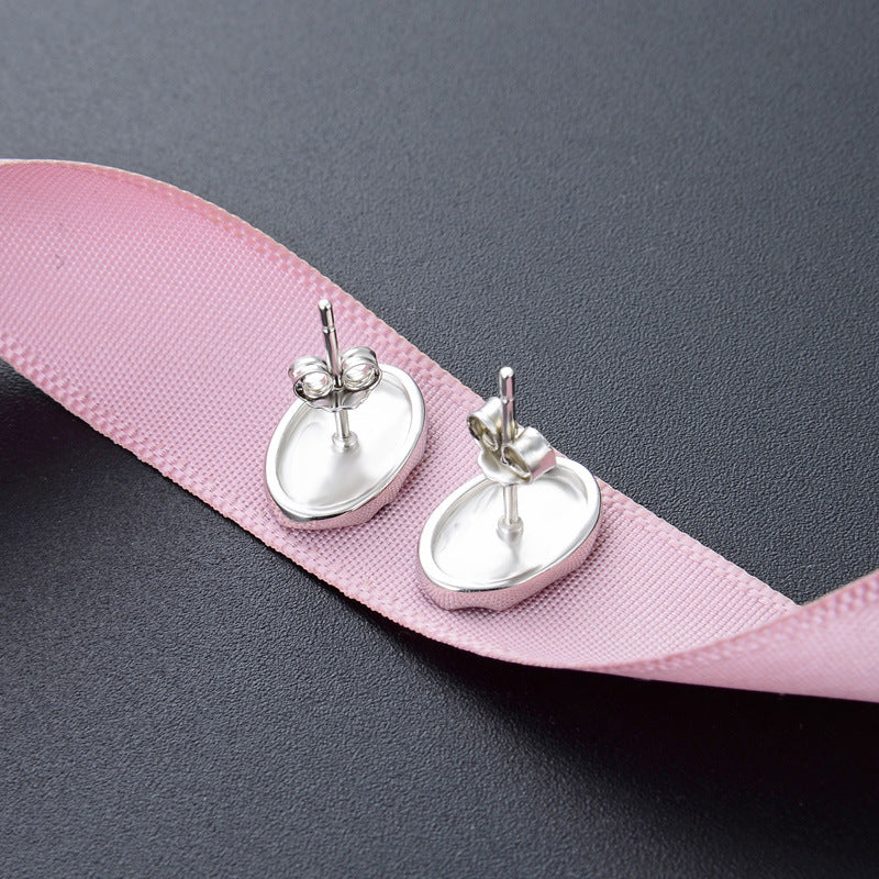 925 Sterling Silver Geometric Stud Earrings - Electroplated Korean Style Minimalist Earrings with Plastic Stoppers