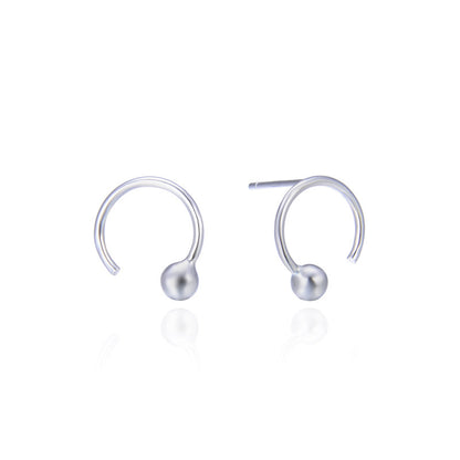925 Sterling Silver Geometric Stud Earrings - Electroplated Korean Style Minimalist Earrings with Plastic Stoppers