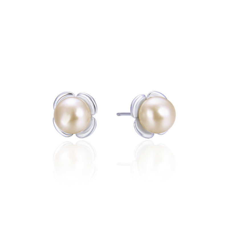 925 Sterling Silver Geometric Stud Earrings - Gold/White Gold Plated Korean Style Earrings with Plastic Backs