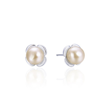 925 Sterling Silver Geometric Stud Earrings - Gold/White Gold Plated Korean Style Earrings with Plastic Backs