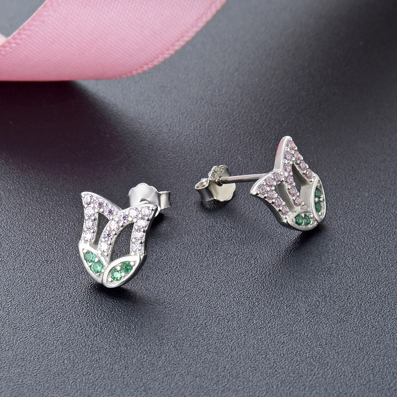925 Sterling Silver Geometric Stud Earrings - Korean Minimalist Earrings with Plastic Backs
