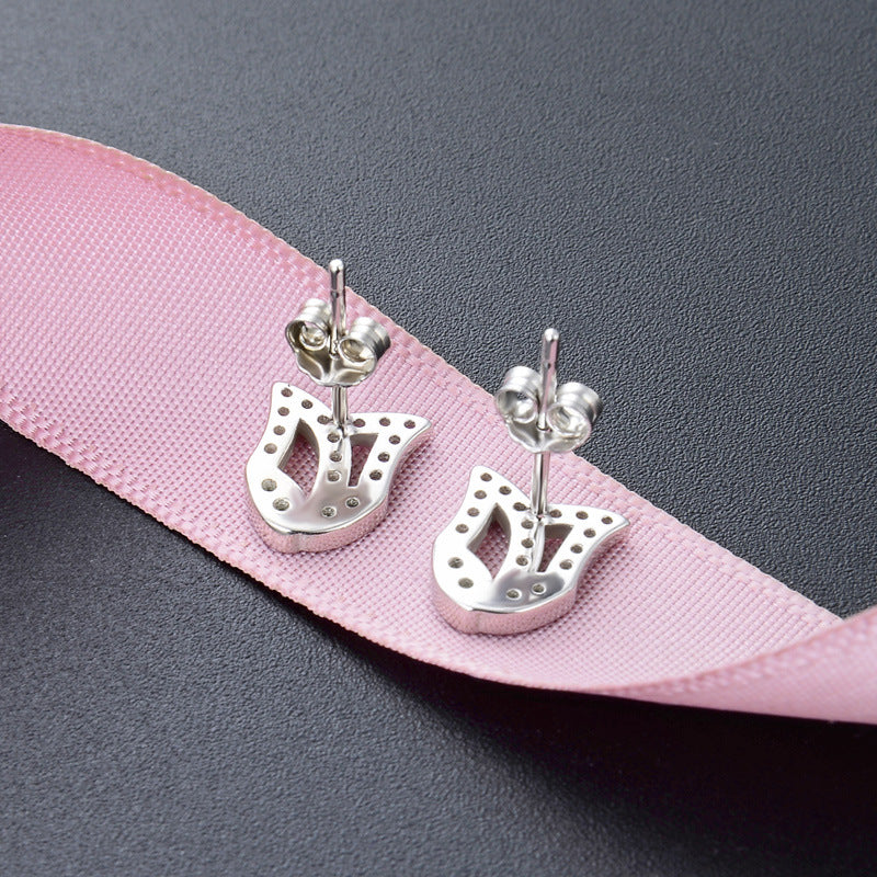 925 Sterling Silver Geometric Stud Earrings - Korean Minimalist Earrings with Plastic Backs