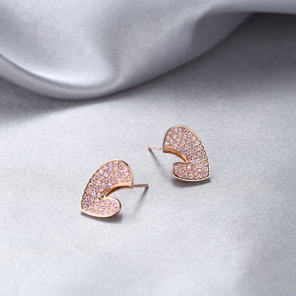 925 Sterling Silver Geometric Stud Earrings - Korean Style CZ Accent Minimalist Earrings with Plastic Ear Stoppers