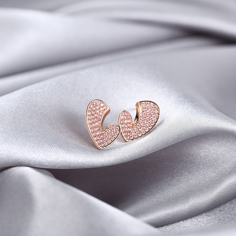 925 Sterling Silver Geometric Stud Earrings - Korean Style CZ Accent Minimalist Earrings with Plastic Ear Stoppers