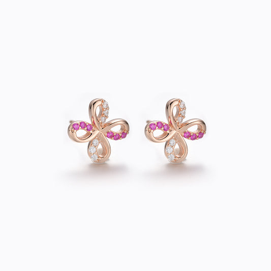 925 Sterling Silver Geometric Stud Earrings - Korean Style Cubic Zirconia Earrings with Plastic Backs for Women