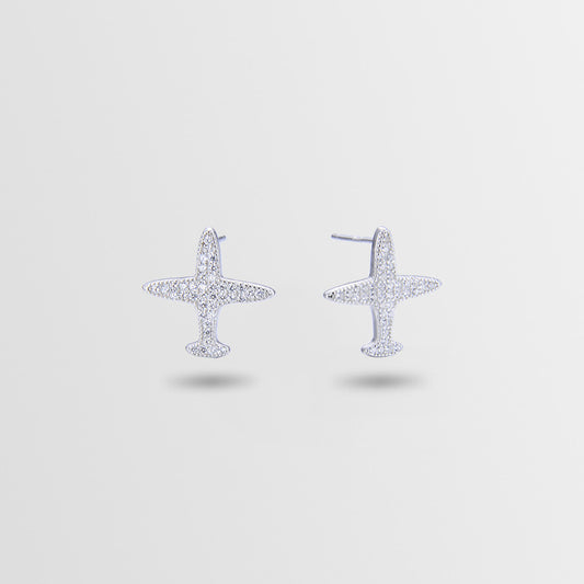 925 Sterling Silver Geometric Stud Earrings - Korean Style Diamond Accent Earrings with Plastic Ear Stoppers
