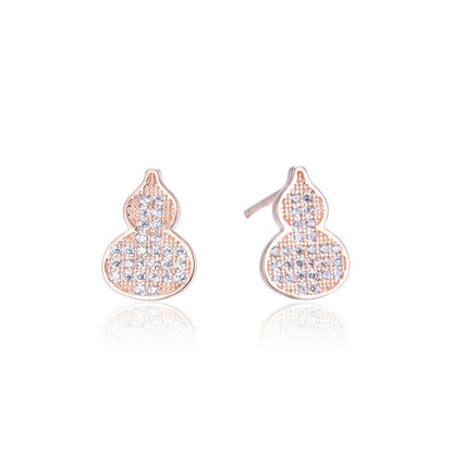 925 Sterling Silver Geometric Stud Earrings - Korean Style Diamond Accent Earrings with Plastic Ear Stoppers