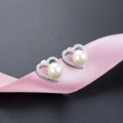 925 Sterling Silver Geometric Stud Earrings - White Gold & Rose Gold Plated Korean Style Earrings with Plastic Backs