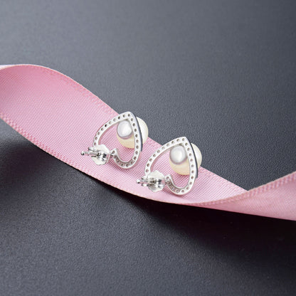 925 Sterling Silver Geometric Stud Earrings - White Gold & Rose Gold Plated Korean Style Earrings with Plastic Backs