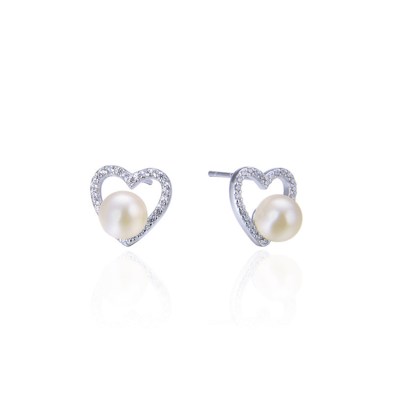 925 Sterling Silver Geometric Stud Earrings - White Gold & Rose Gold Plated Korean Style Earrings with Plastic Backs