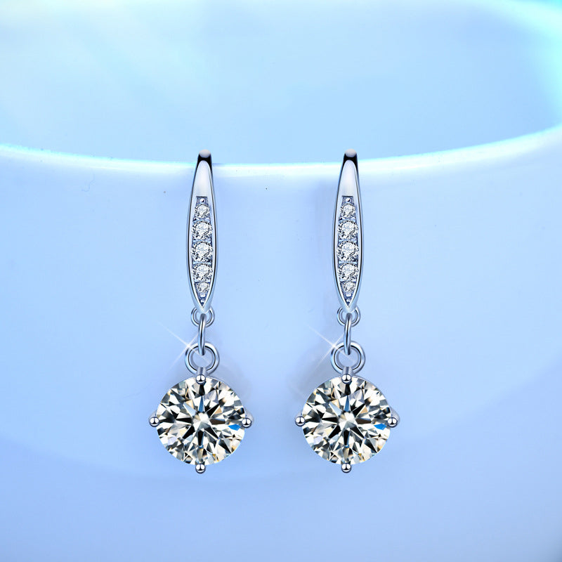 925 Sterling Silver Geometric Stud Earrings with 0.5ct or 1ct Moissanite Minimalist Elegant Jewelry for Women