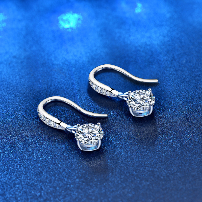 925 Sterling Silver Geometric Stud Earrings with 0.5ct or 1ct Moissanite Minimalist Elegant Jewelry for Women