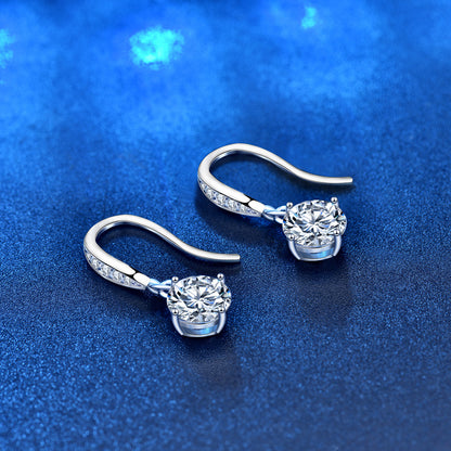 925 Sterling Silver Geometric Stud Earrings with 0.5ct or 1ct Moissanite Minimalist Elegant Jewelry for Women