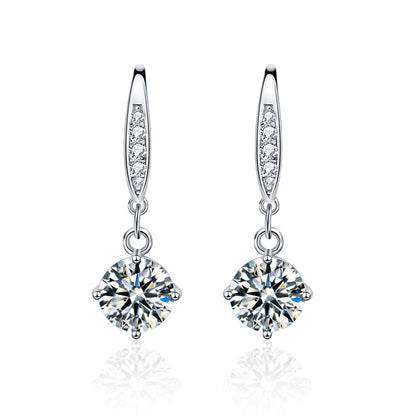 925 Sterling Silver Geometric Stud Earrings with 0.5ct or 1ct Moissanite Minimalist Elegant Jewelry for Women