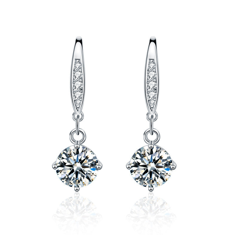925 Sterling Silver Geometric Stud Earrings with 0.5ct or 1ct Moissanite Minimalist Elegant Jewelry for Women