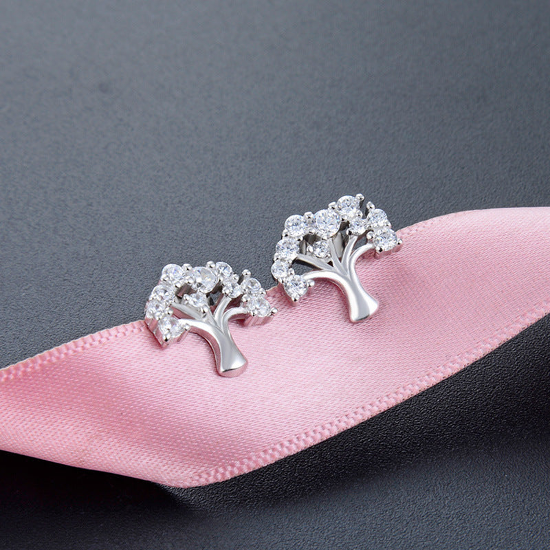 925 Sterling Silver Geometric Stud Earrings with CZ - Korean Minimalist Diamond Earrings with Plastic Backs