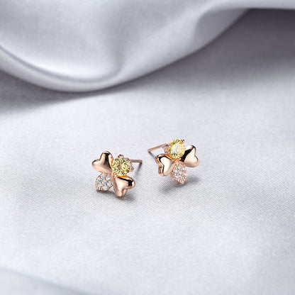 925 Sterling Silver Geometric Stud Earrings with Cubic Zirconia - Korean Style Minimalist Earrings for Women with Plastic Ear Stoppers