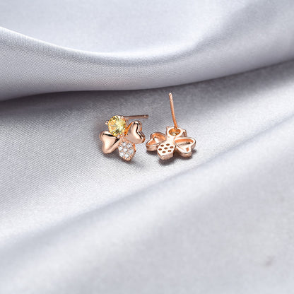925 Sterling Silver Geometric Stud Earrings with Cubic Zirconia - Korean Style Minimalist Earrings for Women with Plastic Ear Stoppers