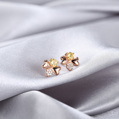 925 Sterling Silver Geometric Stud Earrings with Cubic Zirconia - Korean Style Minimalist Earrings for Women with Plastic Ear Stoppers