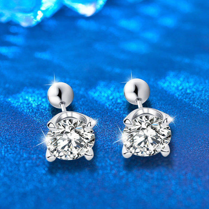 925 Sterling Silver Geometric Tapered Stud Earrings with 0.5ct Moissanite Rhodium Plated Minimalist Jewelry for Women