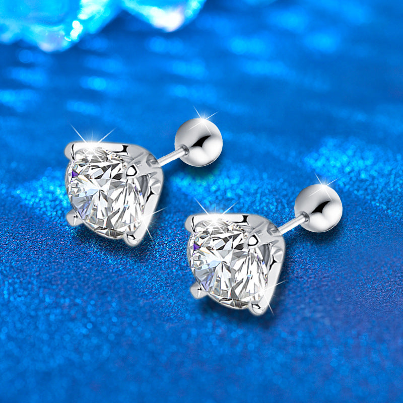 925 Sterling Silver Geometric Tapered Stud Earrings with 0.5ct Moissanite Rhodium Plated Minimalist Jewelry for Women