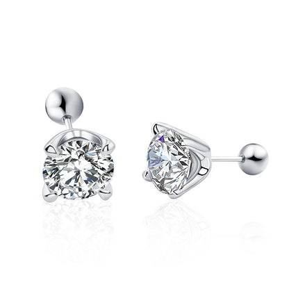 925 Sterling Silver Geometric Tapered Stud Earrings with 0.5ct Moissanite Rhodium Plated Minimalist Jewelry for Women
