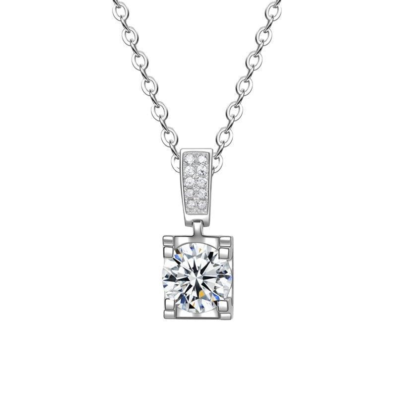 925 Sterling Silver Geometric Zodiac Pendant Necklace with 1ct Moissanite Cross Chain Women's Light Luxury Jewelry