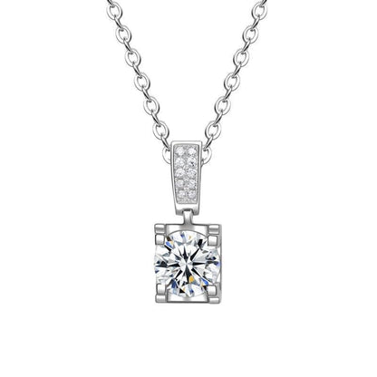 925 Sterling Silver Geometric Zodiac Pendant Necklace with 1ct Moissanite Cross Chain Women's Light Luxury Jewelry
