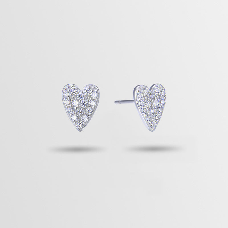 925 Sterling Silver Geometric & Bear Stud Earrings - White Gold/Rose Gold/Yellow Gold Plated with White/Blue/Green Zircon, Korean Style Fashion Earrings with Plastic Backs