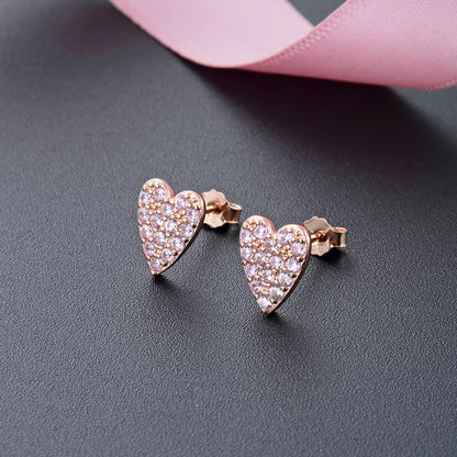 925 Sterling Silver Geometric & Bear Stud Earrings - White Gold/Rose Gold/Yellow Gold Plated with White/Blue/Green Zircon, Korean Style Fashion Earrings with Plastic Backs