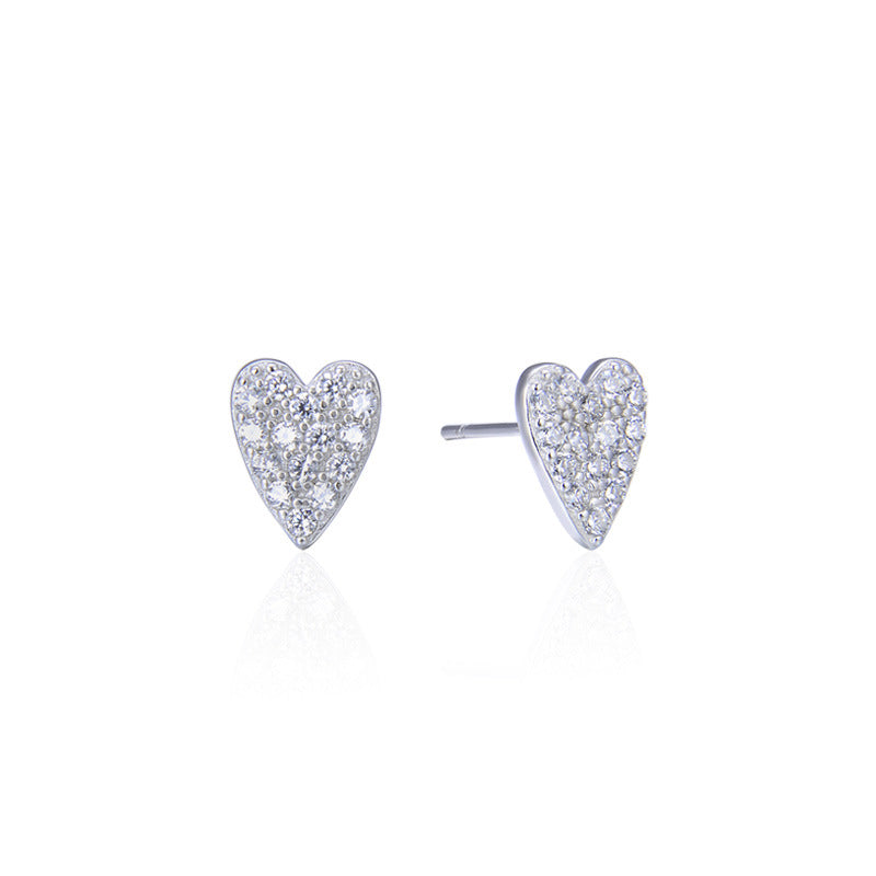 925 Sterling Silver Geometric & Bear Stud Earrings - White Gold/Rose Gold/Yellow Gold Plated with White/Blue/Green Zircon, Korean Style Fashion Earrings with Plastic Backs