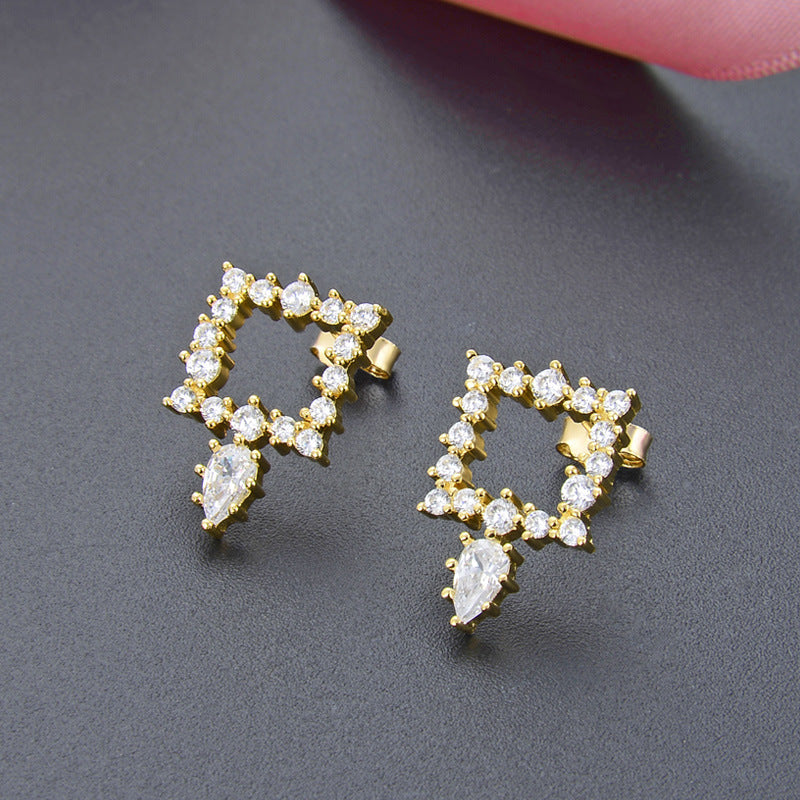 925 Sterling Silver Gold-Plated Square Stud Earrings - Instagrammable Geometric Earrings for Women