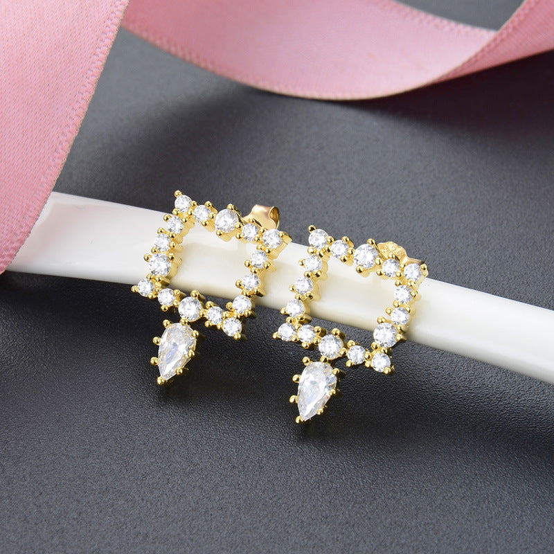 925 Sterling Silver Gold-Plated Square Stud Earrings - Instagrammable Geometric Earrings for Women