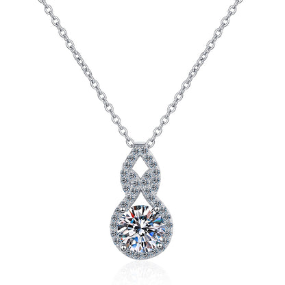 925 Sterling Silver Gourd Pendant Necklace - 1CT Moissanite PT950-Plated Collarbone Chain