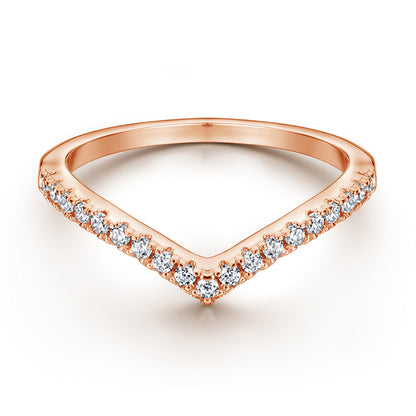 925 Sterling Silver Heart-Shaped Zircon Ring – Elegant Single Row Pavé Band