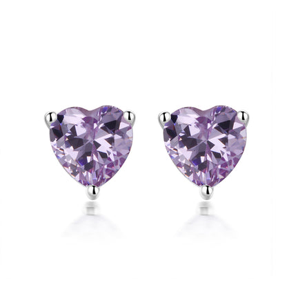 925 Sterling Silver Heart Birthstone Stud Earrings – Whimsical Zodiac-Inspired Jewelry