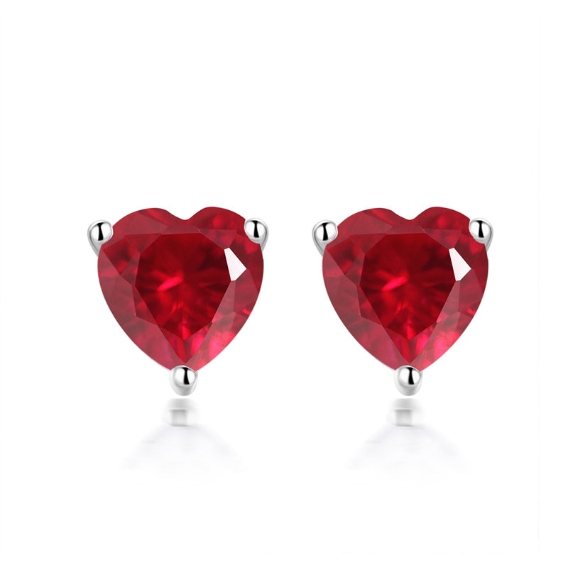 925 Sterling Silver Heart Birthstone Stud Earrings – Whimsical Zodiac-Inspired Jewelry