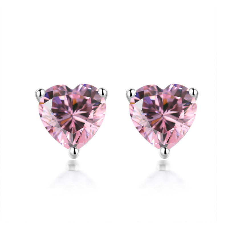 925 Sterling Silver Heart Birthstone Stud Earrings – Whimsical Zodiac-Inspired Jewelry