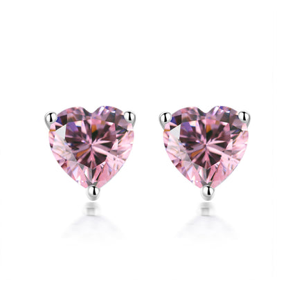 925 Sterling Silver Heart Birthstone Stud Earrings – Whimsical Zodiac-Inspired Jewelry