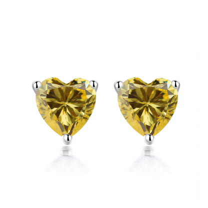 925 Sterling Silver Heart Birthstone Stud Earrings – Whimsical Zodiac-Inspired Jewelry