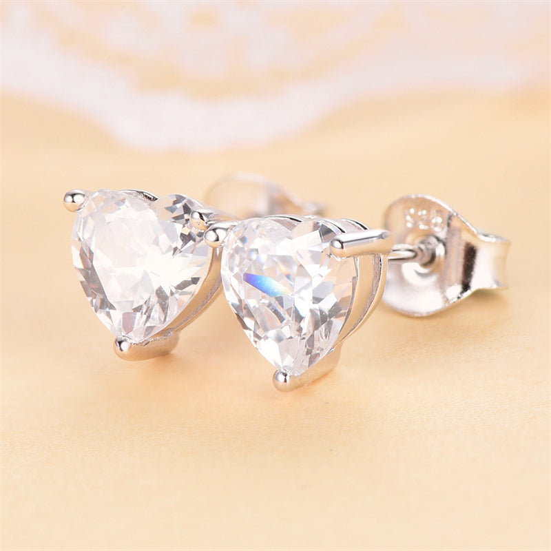 925 Sterling Silver Heart Birthstone Stud Earrings – Whimsical Zodiac-Inspired Jewelry