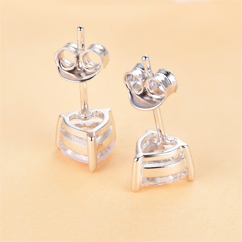 925 Sterling Silver Heart Birthstone Stud Earrings – Whimsical Zodiac-Inspired Jewelry