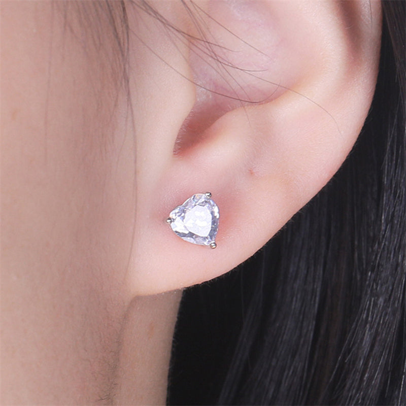 925 Sterling Silver Heart Birthstone Stud Earrings – Whimsical Zodiac-Inspired Jewelry