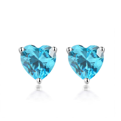 925 Sterling Silver Heart Birthstone Stud Earrings – Whimsical Zodiac-Inspired Jewelry