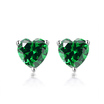 925 Sterling Silver Heart Birthstone Stud Earrings – Whimsical Zodiac-Inspired Jewelry