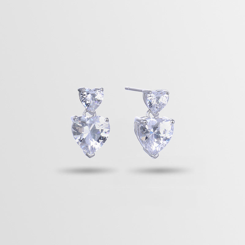 925 Sterling Silver Heart Drop Earrings-Korean Style Love Geometric Dangle Earrings for Women