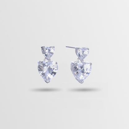 925 Sterling Silver Heart Drop Earrings-Korean Style Love Geometric Dangle Earrings for Women