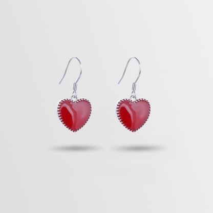 925 Sterling Silver Heart Drop Earrings - White Gold & Rose Gold Plated Korean Style Love Dangle Earrings